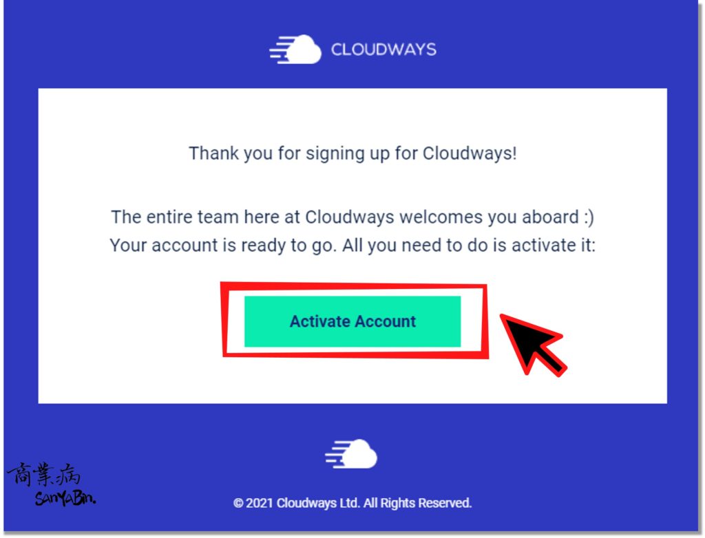 激活cloudways帳號